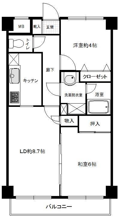 Floor plan. 2LDK, Price 16.3 million yen, Footprint 52.3 sq m , Balcony area 6.36 sq m