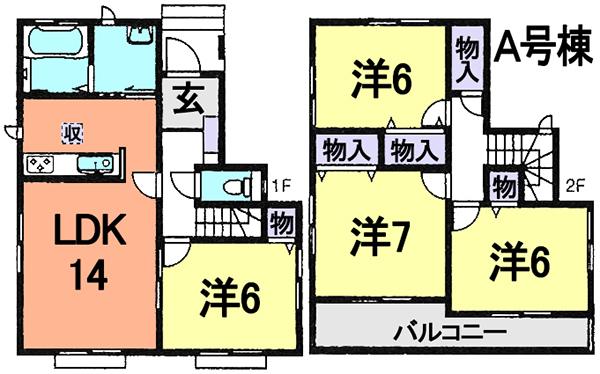 Floor plan. (A Building), Price 29,800,000 yen, 4LDK, Land area 115.01 sq m , Building area 91.39 sq m