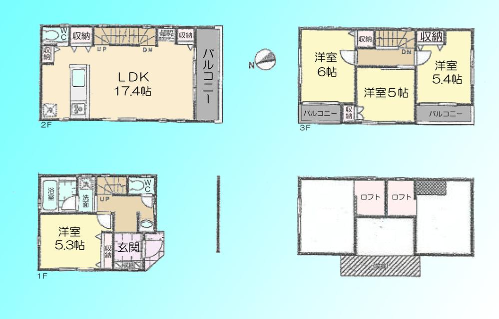 Floor plan. 36 million yen, 4LDK, Land area 54.72 sq m , Building area 103.68 sq m