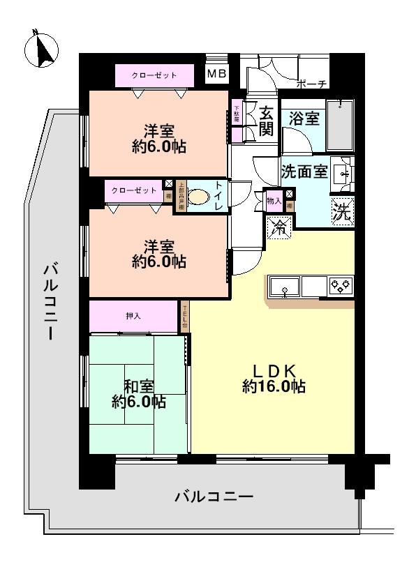 Floor plan. 3LDK, Price 27,800,000 yen, Occupied area 75.57 sq m , Balcony area 29.76 sq m   ☆ 3LDK ☆