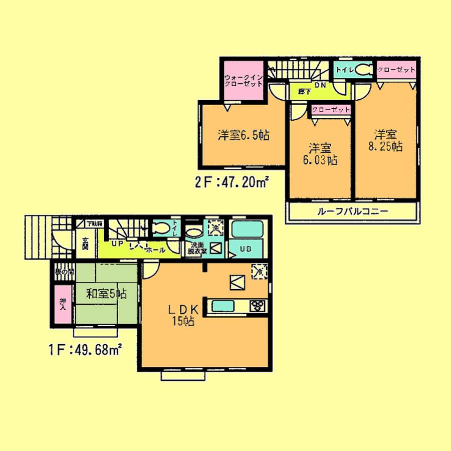 Floor plan. Price 21,800,000 yen, 4LDK, Land area 100.12 sq m , Building area 96.88 sq m