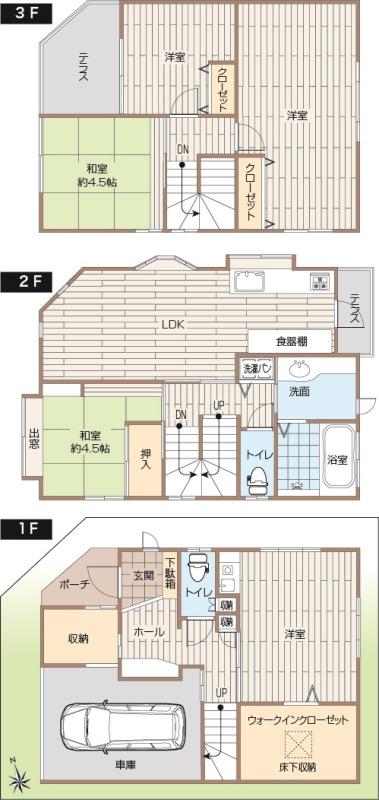 Floor plan. 23.8 million yen, 5LDK, Land area 68 sq m , Building area 133.37 sq m