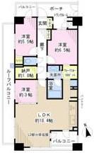 Floor plan. 3LDK, Price 36.5 million yen, Occupied area 75.34 sq m , Balcony area 23.18 sq m