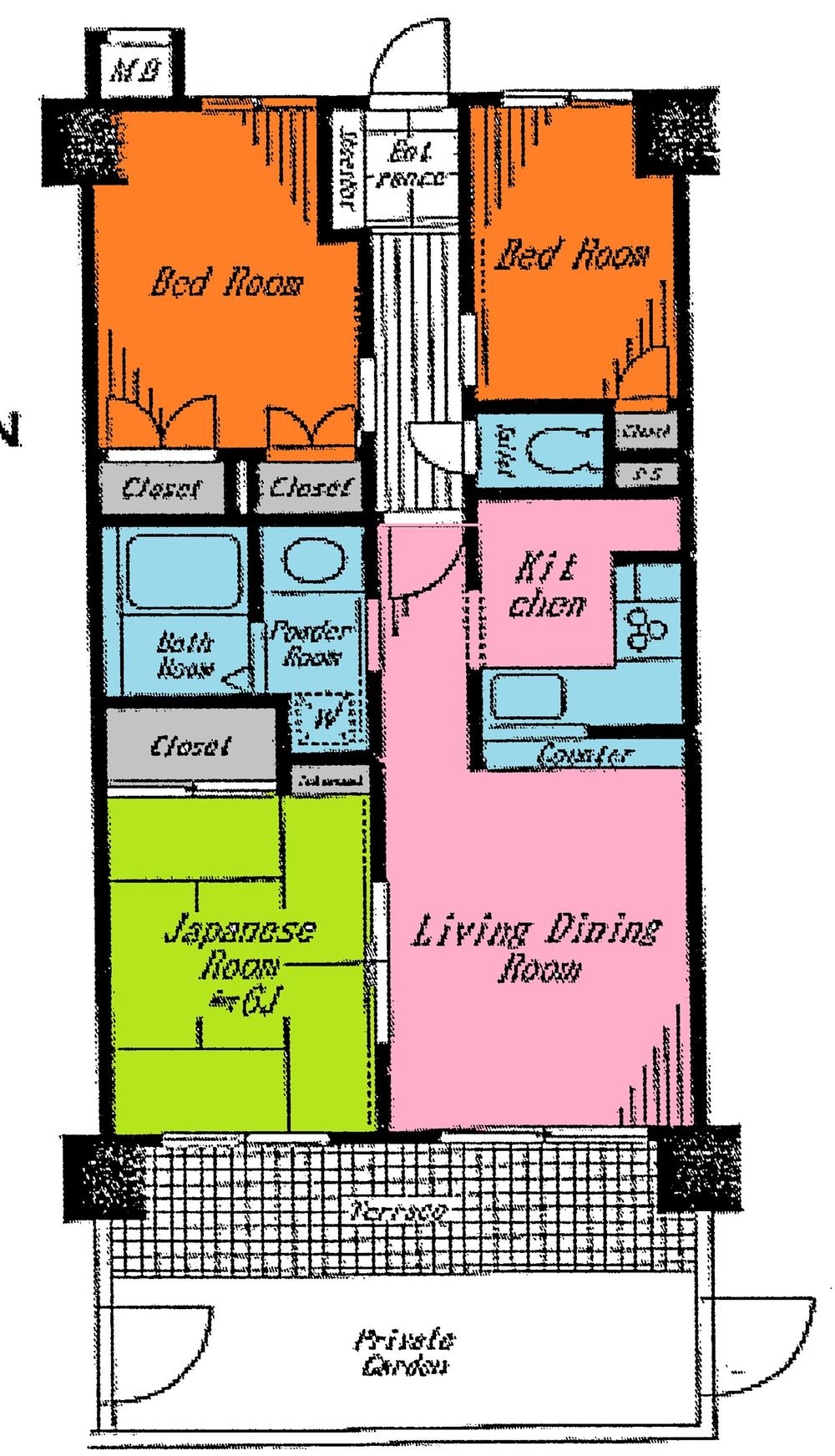 Floor plan. 3LDK, Price 14.8 million yen, Occupied area 57.07 sq m , Balcony area 6.72 sq m indoor (December 2013) Shooting