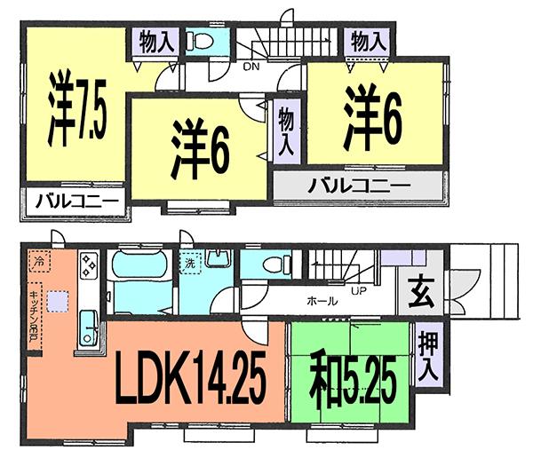 Floor plan. 27,900,000 yen, 4LDK, Land area 112.02 sq m , Every day of your laundry happy and comfortable building area 93.16 sq m south balcony
