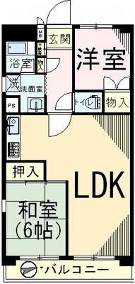 Floor plan. 2LDK, Price 7.4 million yen, Occupied area 58.42 sq m , Balcony area 6.84 sq m