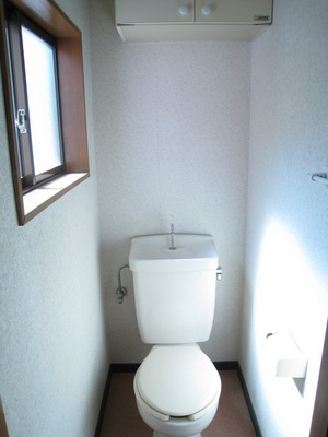 Toilet. Sunlight from the window in the toilet