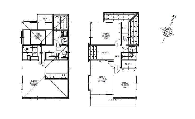 Building plan example (floor plan). Building plan example (No. 3 locations) 4LDK, Land price 27,800,000 yen, Land area 113.62 sq m , Building price 9 million yen, Building area 95.64 sq m