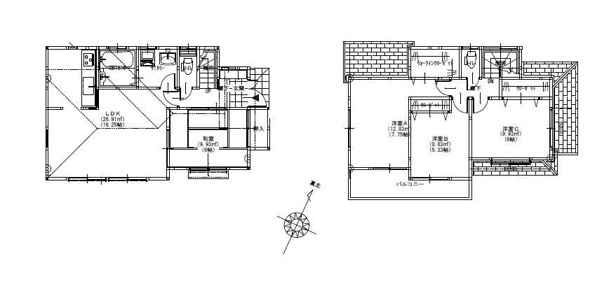Building plan example (floor plan). Building plan example (No. 4 place) 4LDK, Land price 24,800,000 yen, Land area 110.12 sq m , Building price 9 million yen, Building area 96.26 sq m