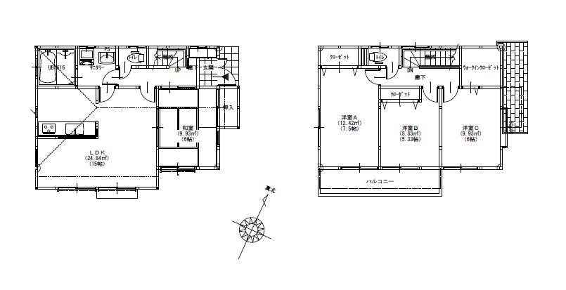 Building plan example (floor plan). Building plan example (No. 5 locations) 4LDK, Land price 24,800,000 yen, Land area 110.1 sq m , Building price 9 million yen, Building area 96.06 sq m