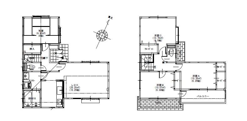 Building plan example (floor plan). Building plan example (No. 7 locations) 4LDK, Land price 22,800,000 yen, Land area 110.1 sq m , Building price 9 million yen, Building area 95.63 sq m