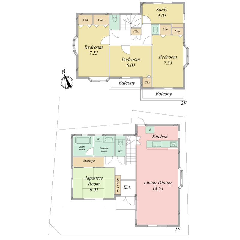 Floor plan. 48,400,000 yen, 4LDK + S (storeroom), Land area 102.69 sq m , Building area 117.02 sq m