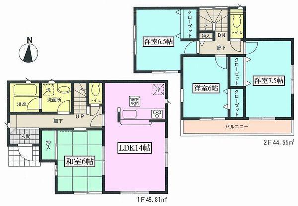 Floor plan. (3 Building), Price 30,800,000 yen, 4LDK, Land area 115.44 sq m , Building area 94.36 sq m