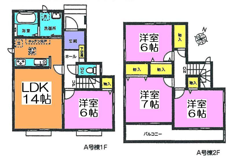 Floor plan. (A Building), Price 29,800,000 yen, 4LDK, Land area 115.01 sq m , Building area 91.39 sq m
