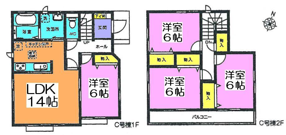 Floor plan. (C Building), Price 30,800,000 yen, 4LDK, Land area 115.11 sq m , Building area 91.81 sq m