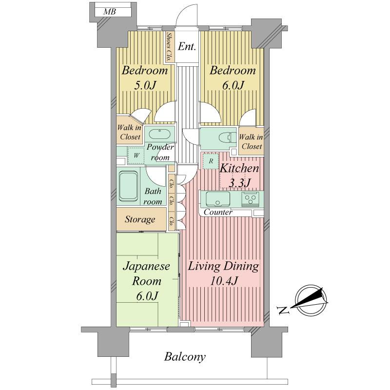 Floor plan. 3LDK, Price 27,900,000 yen, Footprint 68.4 sq m , Balcony area 12 sq m