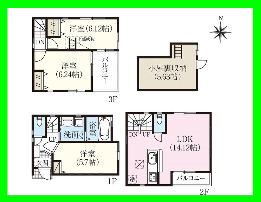 Floor plan. 29,990,000 yen, 3LDK, Land area 45.6 sq m , Building area 72.88 sq m