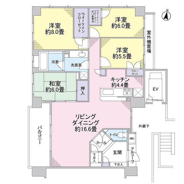 Floor plan. 4LDK, Price 32,800,000 yen, Footprint 106.67 sq m , Balcony area 9.4 sq m