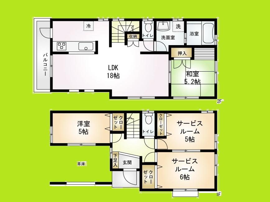 Floor plan. 38,800,000 yen, 4LDK, Land area 89.22 sq m , Building area 103.5 sq m Station 14 mins ・ Educational institutions, Long-term high-quality housing of shopping facilities nearby Japanese-style room of Tsuzukiai in prime locations popular counter kitchen is the same day of your tour Allowed peace attractive spacious 23 quires more