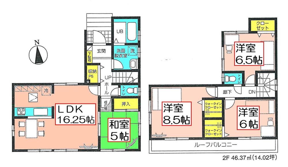 Floor plan. (1 Building), Price 28.8 million yen, 4LDK, Land area 109.31 sq m , Building area 98.95 sq m