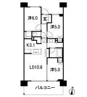 Floor: 3LD ・ K + N (storeroom) + WIC (walk-in closet), the occupied area: 64 sq m, Price: 35,500,000 yen, now on sale