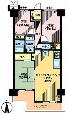 Floor plan. 3LDK, Price 14.8 million yen, Occupied area 61.62 sq m , Balcony area 7.94 sq m