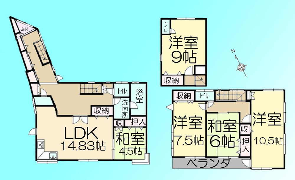 Floor plan. 16.8 million yen, 5LDK, Land area 160.35 sq m , Building area 143.76 sq m