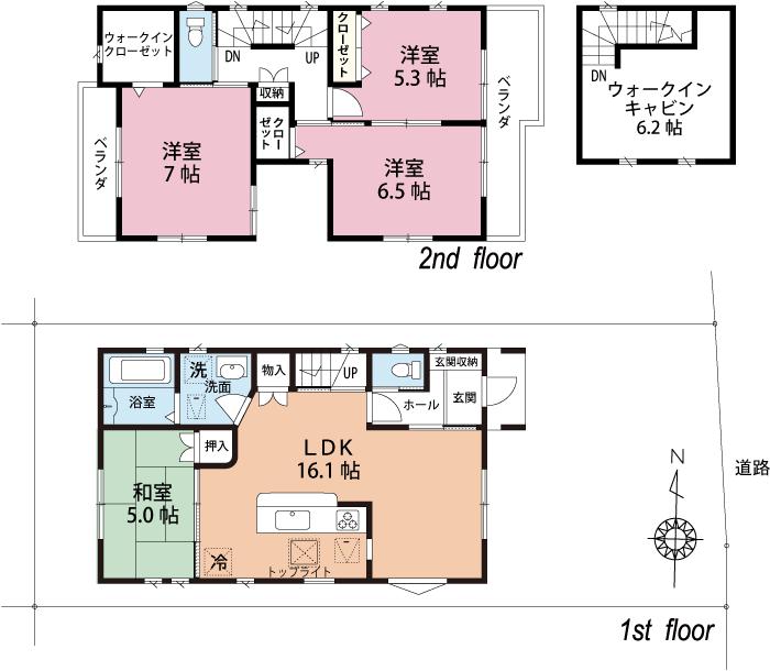 Floor plan. (A Building), Price 37.5 million yen, 4LDK, Land area 107.93 sq m , Building area 94.39 sq m