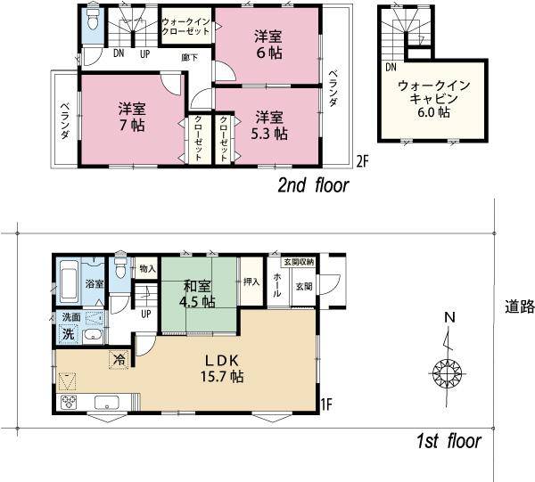 Floor plan. (B Building), Price 37.5 million yen, 4LDK, Land area 108.45 sq m , Building area 94.39 sq m