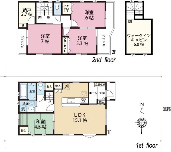 Floor plan. (C Building), Price 37.5 million yen, 4LDK, Land area 108.16 sq m , Building area 94.39 sq m