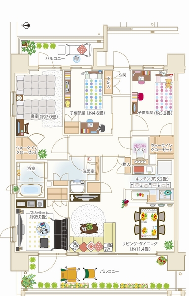 Other. A type ・ 4LDK + 2WIC furniture arrangement example Occupied area / 80.64 sq m  Balcony area / 22.31 sq m  price / 31,900,000 yen  ※ Furniture, etc. are not included in the price. WIC = walk-in closet