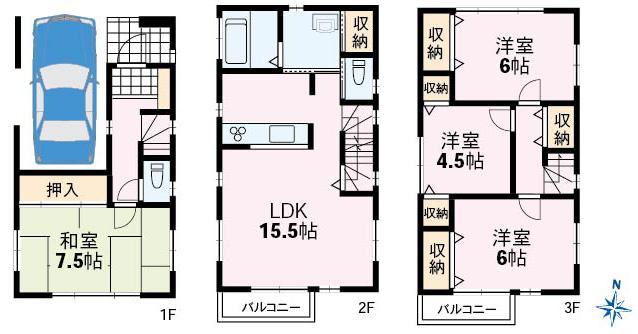 Floor plan. (B Building), Price 38 million yen, 4LDK, Land area 82.72 sq m , Building area 109.3 sq m