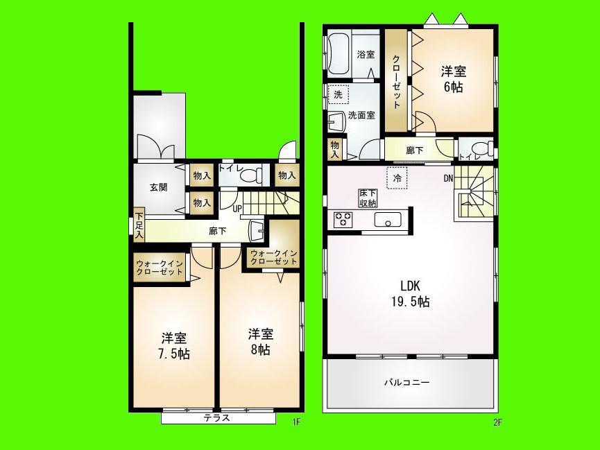 Floor plan. Price 38,800,000 yen, 4LDK, Land area 120.09 sq m , Building area 121.45 sq m