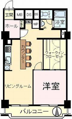 Floor plan. 1LDK, Price 6.9 million yen, Footprint 54 sq m , Balcony area 7.03 sq m