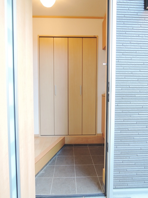 Entrance. There is a shoe box.