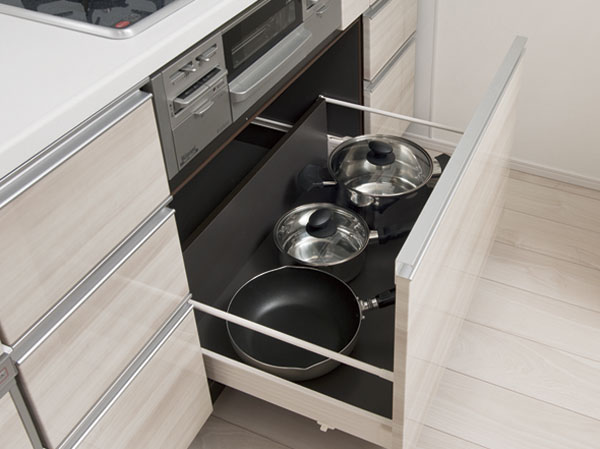 Kitchen.  [Slide storage] Storage smooth opening and closing of the sliding point. Also items that were closed in the back of a drawer, You can easily retrieve it's sliding.