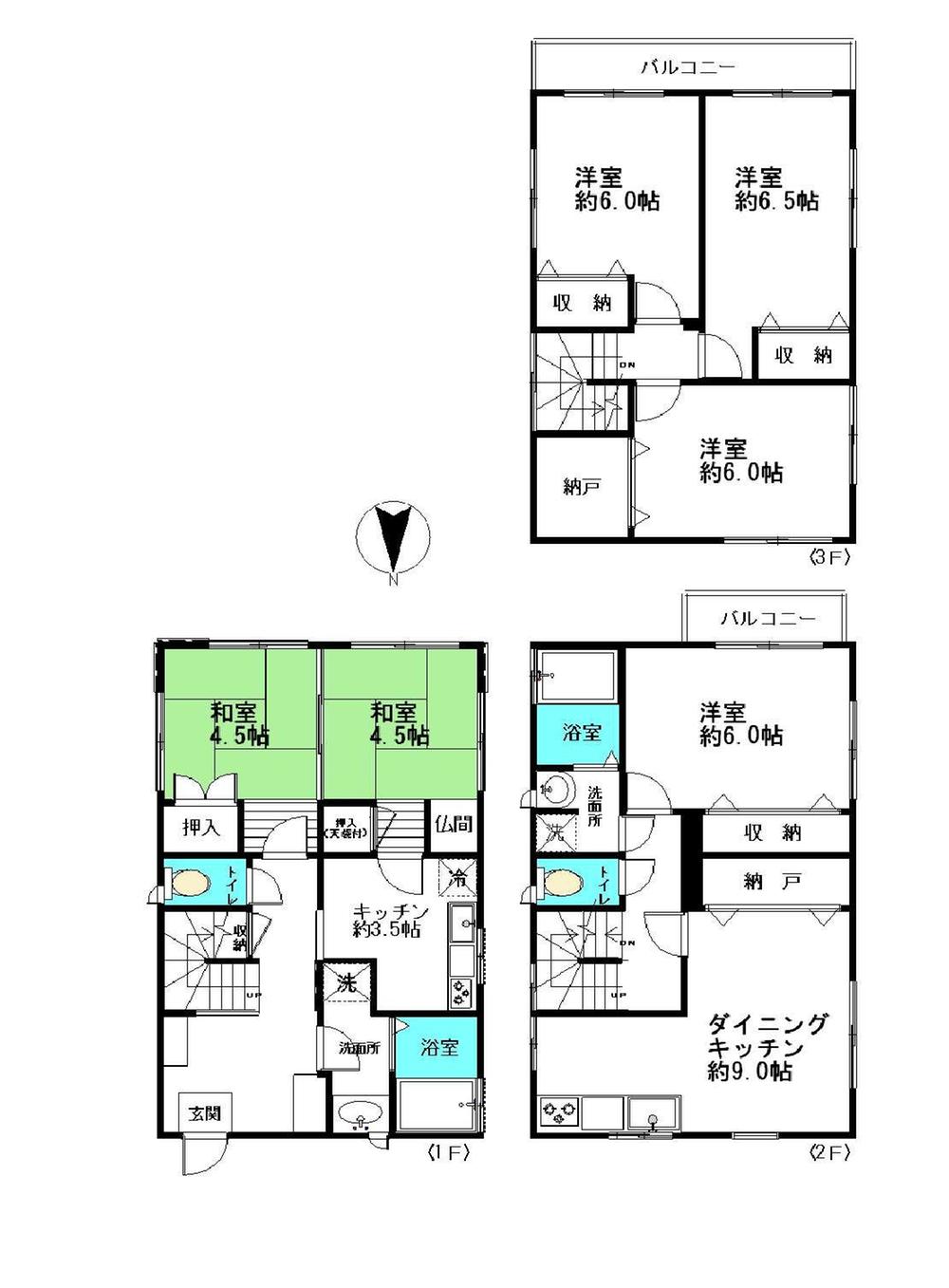 Floor plan. 19 million yen, 6DKK + S (storeroom), Land area 70.32 sq m , Building area 118.86 sq m 6DKK + storeroom