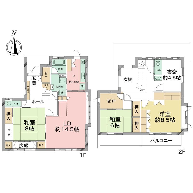 Floor plan. 46,800,000 yen, 4LDK + S (storeroom), Land area 171.9 sq m , Building area 136.21 sq m