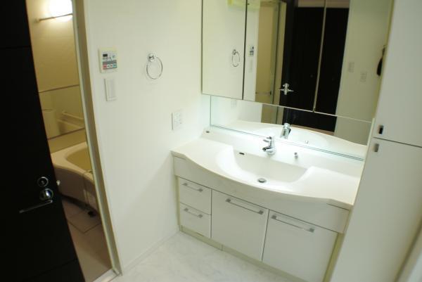 Wash basin, toilet. Wash basin with a shower of big success in the morning of the dressing