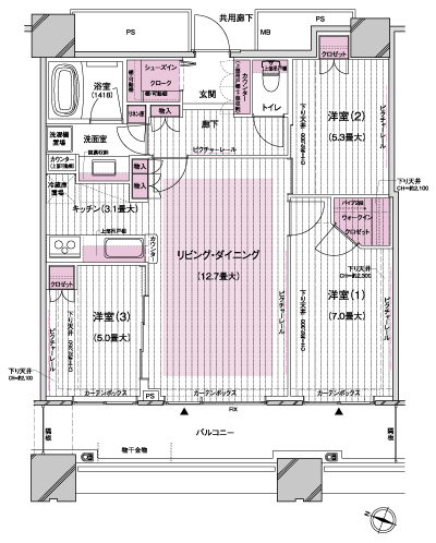 Floor: 3LDK + WIC + SIC, the occupied area: 73.32 sq m, Price: 47,900,000 yen, now on sale