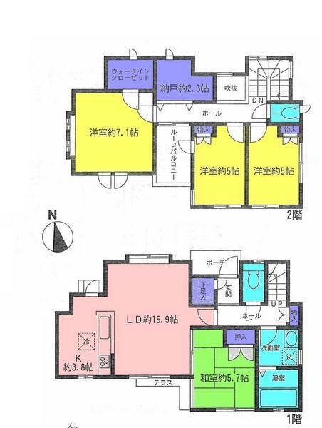 Floor plan. 42,800,000 yen, 4LDK+S, Land area 95.81 sq m , Building area 100.3 sq m