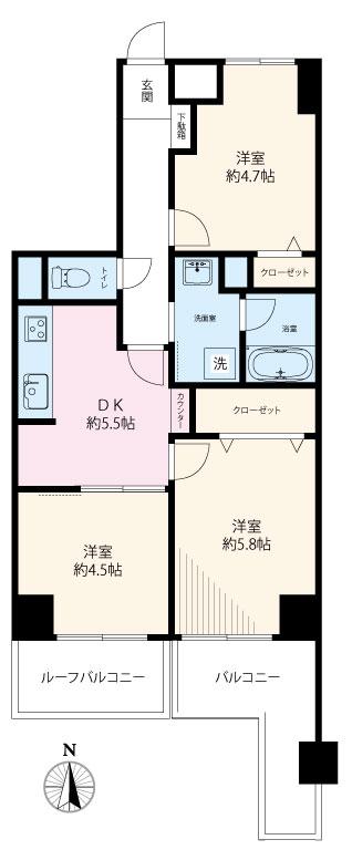 Floor plan. 3DK, Price 14.3 million yen, Footprint 52.2 sq m , Balcony area 3.6 sq m 3DK52.2 square meters