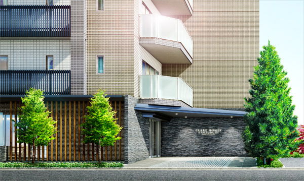 Shared facilities.  [Entrance Rendering] Spread a big sky in front of the eyes, 42 House of all Teiminami-facing carve a pleasant rhythm to the light and wind. It has been invited to the green symbol tree, The beautiful molding to the tranquility of the entrance, which was nestled. If Susumere a walk to the back to back, To the private time, Slowly switch is switched.