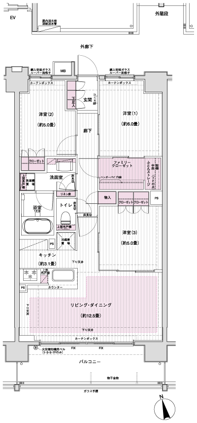 Floor: 3LDK + FC, the occupied area: 72.39 sq m