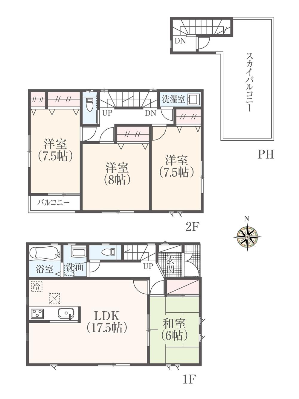 Building plan example (floor plan). Building plan example (E compartment) Building price 13 million yen, Building area 102.87 sq m