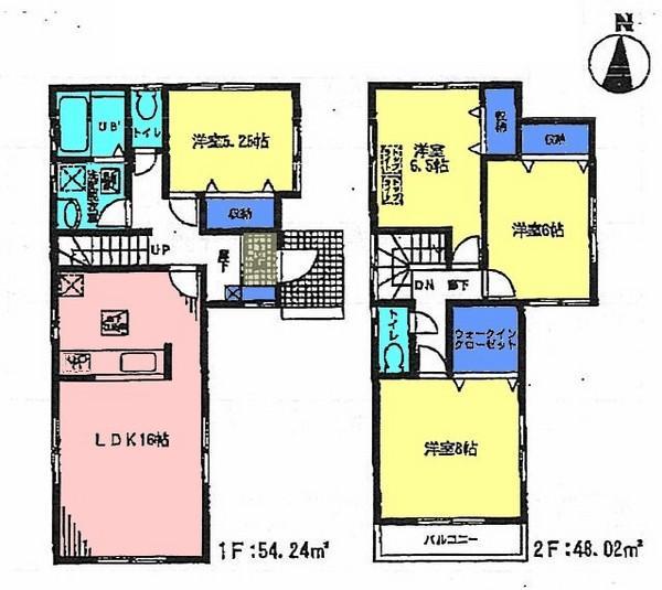 Floor plan. 34,100,000 yen, 4LDK, Land area 100.02 sq m , Building area 102.26 sq m