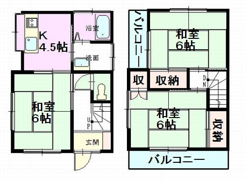 Floor plan. 13,900,000 yen, 3K, Land area 43.03 sq m , Building area 54.23 sq m southeast direction