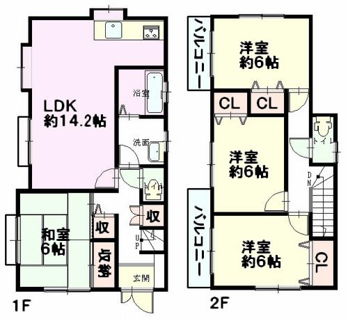 Floor plan. 24.5 million yen, 4LDK, Land area 156.26 sq m , Building area 93.98 sq m All rooms 6 quires more