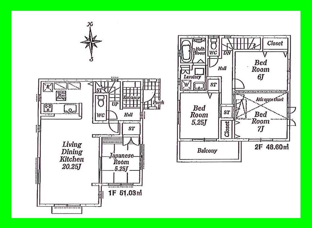 Floor plan. (1 Building), Price 35,800,000 yen, 4LDK, Land area 100.1 sq m , Building area 99.63 sq m