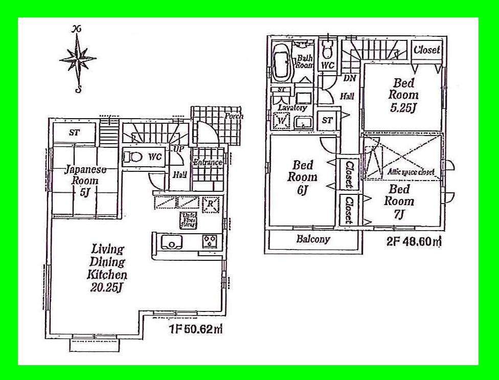 Floor plan. (3 Building), Price 34,800,000 yen, 4LDK, Land area 100.1 sq m , Building area 99.22 sq m
